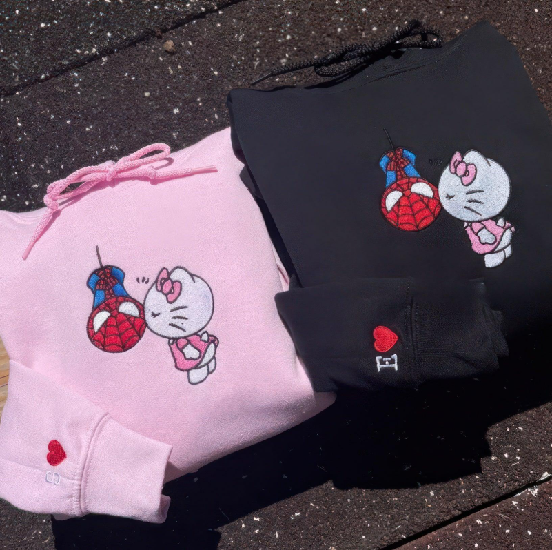 Custom Hello Kitty & Spiderman - Embroidered Hoodie