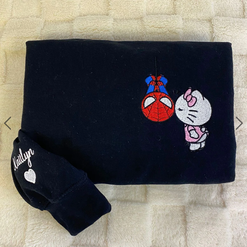 Custom Hello Kitty & Spiderman - Embroidered Hoodie