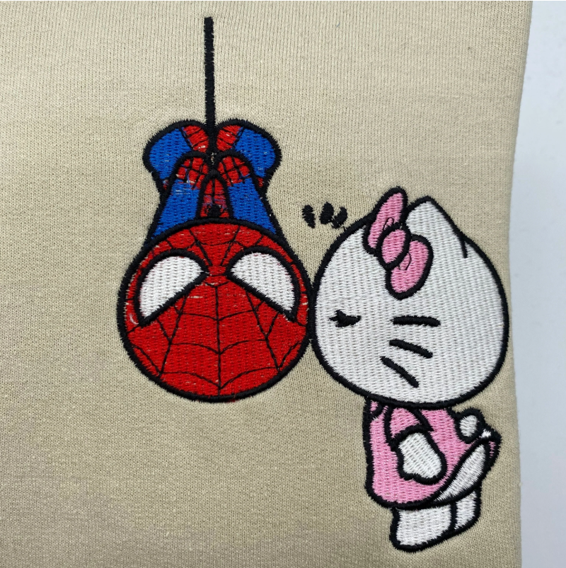 Custom Hello Kitty & Spiderman - Embroidered Hoodie