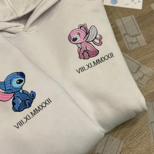 Custom Angel & Stitch - Embroidered Hoodie