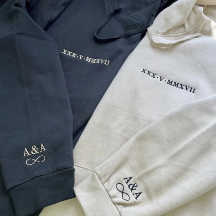 Custom Anniversary Date - Embroidered Hoodie