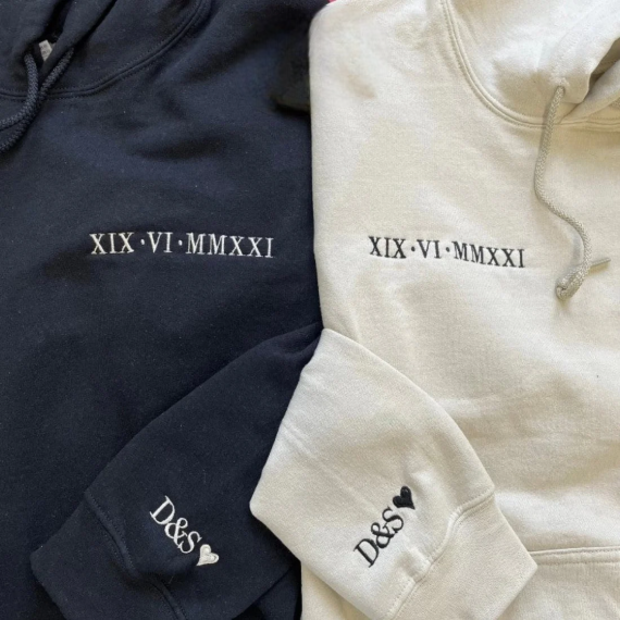 Custom Anniversary Date - Embroidered Hoodie